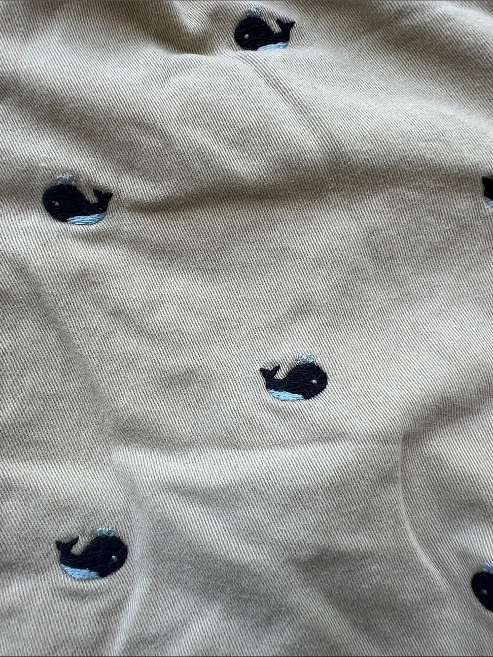 Gymboree Tan Shorts with Navy Whale Embroidery